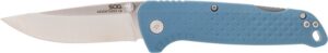 S.O.G SOG13110343 Adventure LB 3.50" Folding Drop Point Plain Satin 5Cr13MoV SS Blade, Nordic Blue Textured Green Handle