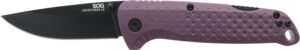 S.O.G SOG13110443 Adventure LB 3.50" Folding Drop Point Plain Black TiNi 5Cr15MoV Blade, Dark Purple Textured Green Handle