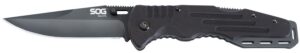 S.O.G SOG-FF11-CP Salute 3.62" Folding Clip Point Plain Black Hardcased 8Cr13MoV SS Blade Black G10 Handle Includes Belt Clip