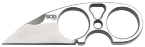 S.O.G SOG-JB01K-CP Snarl 2.30" Fixed Plain Sheepsfoot Satin 9Cr18MoV SS Blade/ Silver Stainless Steel Handle