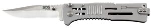 S.O.G SOG-SJ31-CP SlimJim 3.18" Folding Clip Point Plain Satin AUS-8A SS Blade Bead Blasted 420 Stainless Steel Handle Includes Belt Clip