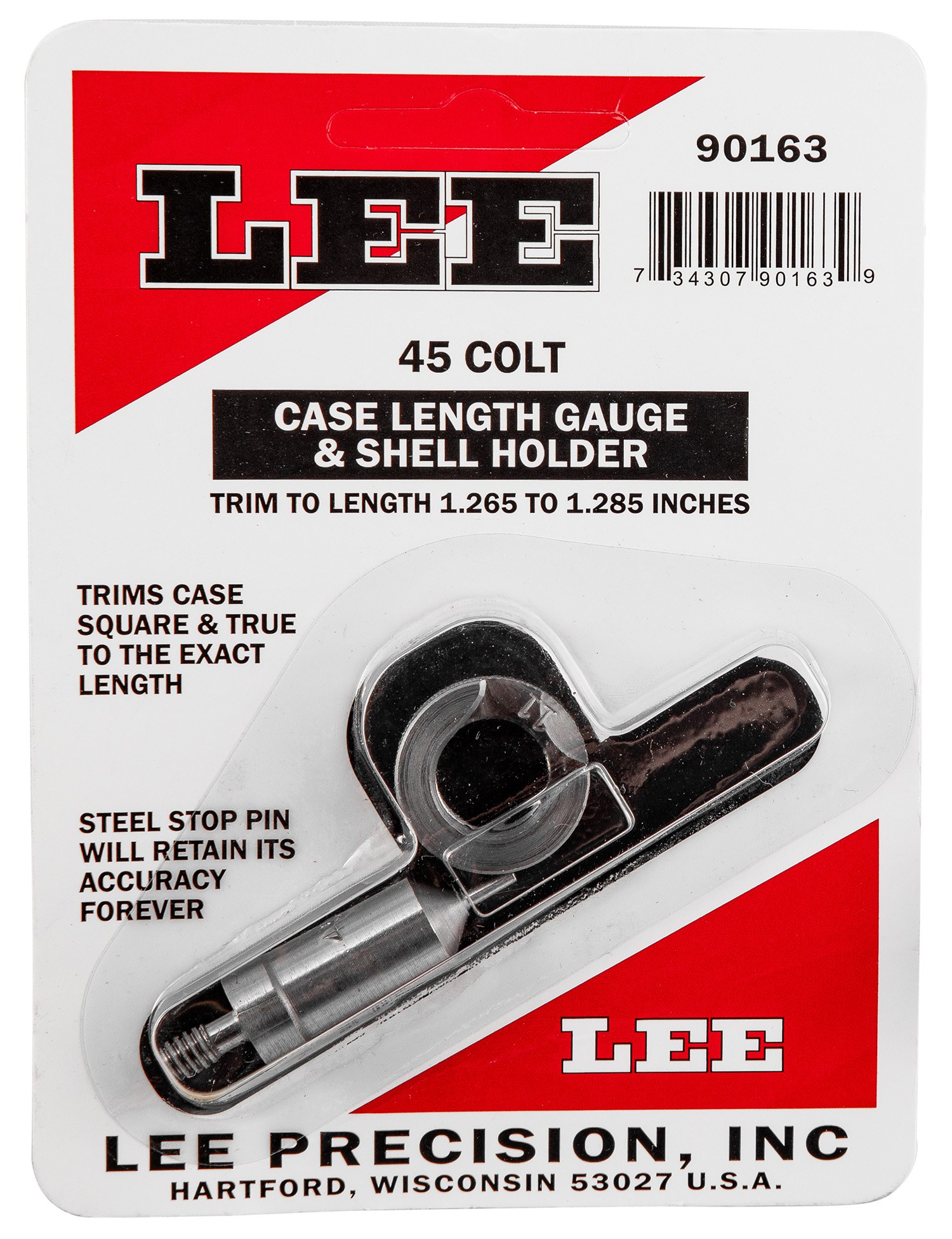 Lee Precision 90163 Case Length Gauge 45 Colt (LC) Steel Works with Cutter/Lock Stud Includes Shell Holder