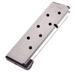 CMC Products 14132 Power Magazine 8-Round 45 ACP Fits 1911 Officer Stainless Steel with Black Base Pad