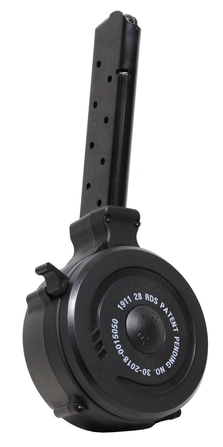 Iver Johnson Arms IJ1911DRUM45 1911 28-Round Drum 45 ACP Black Metal with Polymer Floor Plate