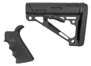Hogue 15056 OverMolded Combo Kit Collapsible Black OverMolded Rubber Black Synthetic & Black Rubber Grip for AR15, M16 with Mil-Spec Tube (Tube