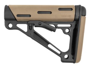 Hogue 15340 OverMolded Collapsible Buttstock Made of Synthetic Material with Black Finish & Flat Dark Earth OverMolded Rubber for AR-15, M16, M4