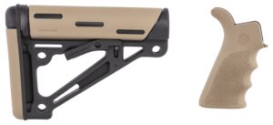 Hogue 15355 OverMolded Collapsible Buttstock Black Synthetic Flat Dark Earth OverMolded Rubber & Flat Dark Earth Rubber Finger Grooved Grip for