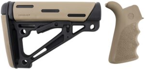 Hogue 15356 OverMolded Collapsible Buttstock Black Synthetic Flat Dark Earth OverMolded Rubber & Flat Dark Earth Rubber Finger Grooved Grip for