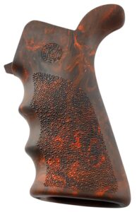 Hogue 15421 OverMolded Beavertail Made of Rubber with Red Lava Finish, Cobblestone Texture & Finger Grooves for AR-15, M16