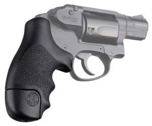 Hogue 60020 OverMolded Tamer Cobblestone Black Rubber with Finger Grooves for S&W J Frame Centennial with Round Butt, Bodyguard