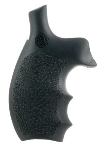 Hogue 62000 Rubber Bantam Black Rubber Pistol Grip with Finger Grooves for S&W K, L Frame with Round Butt