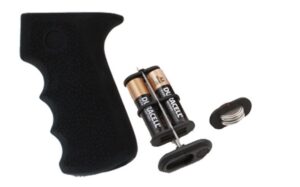 Hogue 74010 Rubber Grip Cobblestone Black Rubber with Finger Grooves & Storage for AK-47, AK-74 (Batteries Not Included)