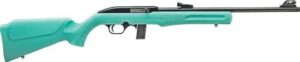 Rossi RS22L1811TL RS22 Full Size 22 LR 10+1 18" Matte Black Steel Barrel, Matte Black Grooved Aluminum Receiver, Teal Synthetic Fixed Stock