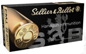 Sellier & Bellot SB45A Handgun 45ACP 230gr Full Metal Jacket 50 per Box/20 Case