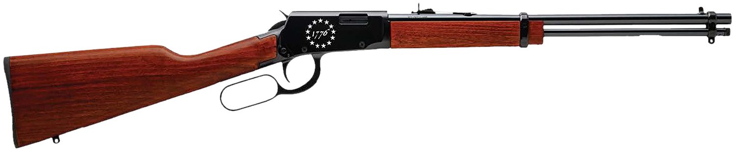 Rossi RL22181WD-EN23 Rio Bravo 22 LR 15+1 18" Black Polished Alloy Steel Barrel, Black Engraved with Stars "1776" Alloy Steel Receiver, Hardwood Fixed