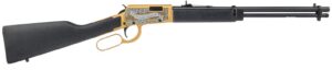 Rossi Rio Bravo 22LR 18IN Barrel 15-Round Lever Action Hardwood Stock Gold Cerakote Engraved Theodore Roosevelt RL22181WD-GLD2TR