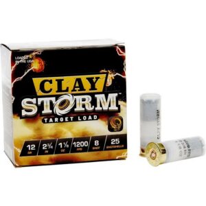 Clay Storm 12 Gauge #8 Shot Shotgun Ammo Clay Storm 12 Gauge 2-3/4'' 1-1/8OZ #8 Shot 1200 Fps 25/BOX