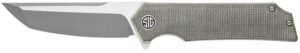 Sig Sauer Knives TS8SG Tsuru 3.30" Folding Tanto Plain Satin 154CM SS Blade, 4.20" Green Canvas Micarta Handle