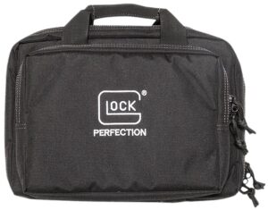 Glock AP60300 Double Pistol Case Dual Padded Compartments, 5 Internal Magazine Holders, 3 Zippered Compartments, Carry Handle, Black 12.5"x9.5"x4.5"
