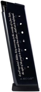 Mec-Gar MGCG45082A 1911 Government 8-Round 45 ACP, Blued with 2nd Amendment Engraving Carbon Steel