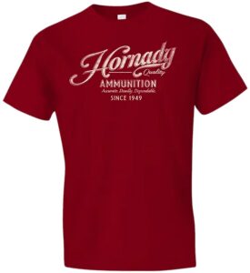 Hornady Gear 31873 Vintage Script Red Cotton Semi-Fitted Large