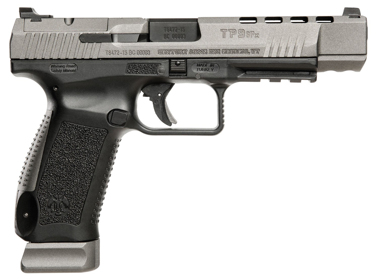Canik HG3774GN TP9SFx 9mm Luger 20+1, 5.20" Black Nitride Match Grade Barrel, Tungsten Gray Cerakote Optic Ready/Serrated with Ports Steel Slide