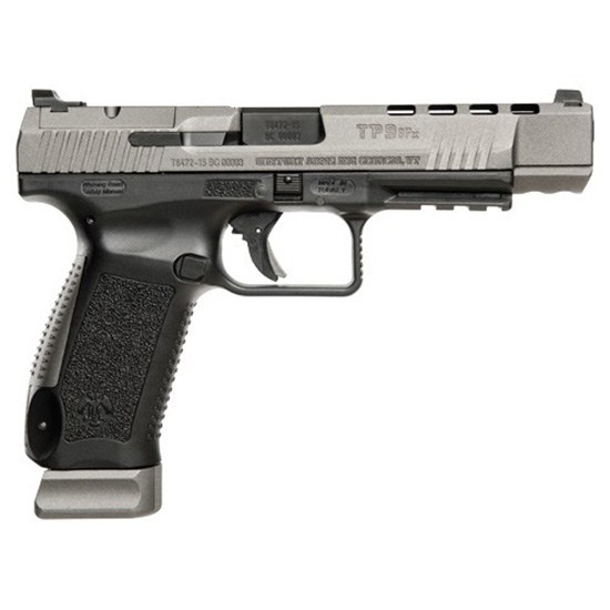 Canik HG3774GN TP9SFx 9mm Luger 20+1, 5.20" Black Nitride Match Grade Barrel, Tungsten Gray Cerakote Optic Ready/Serrated with Ports Steel Slide - Image 3