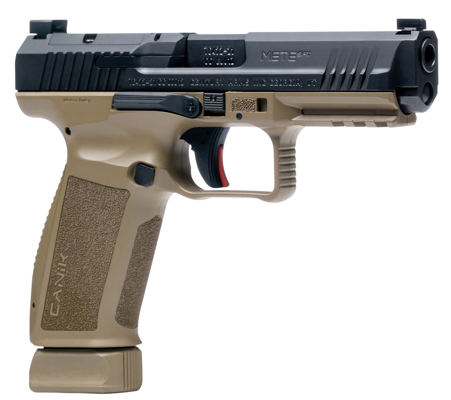 Canik HG5636N Mete SFT Full Size Frame 9mm Luger 20+1/18+1, 4.46" Black Match Grade Barrel, Black Nitride Serrated Steel Slide, Flat Dark Earth