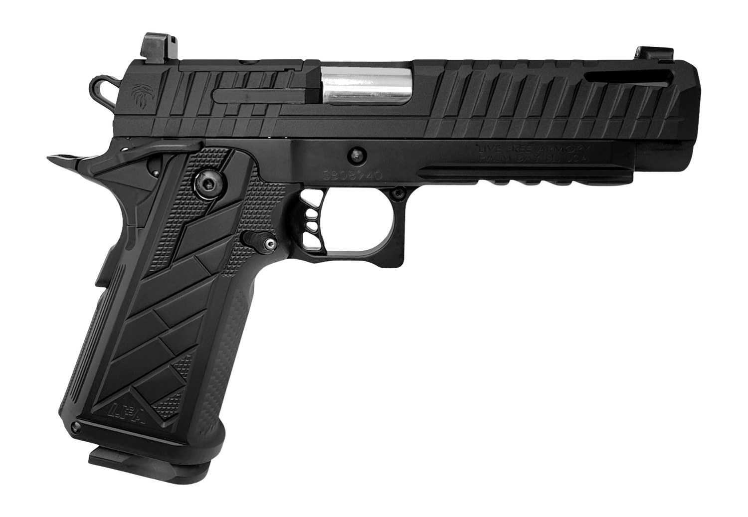 Century Arms Live Free Armory HG8640-N Apollo 11 V2 Full Size Frame 9mm Luger 18+1 4.90" Stainless Barrel, Black Cerakote Steel Optic Cut/Serrated - Image 2