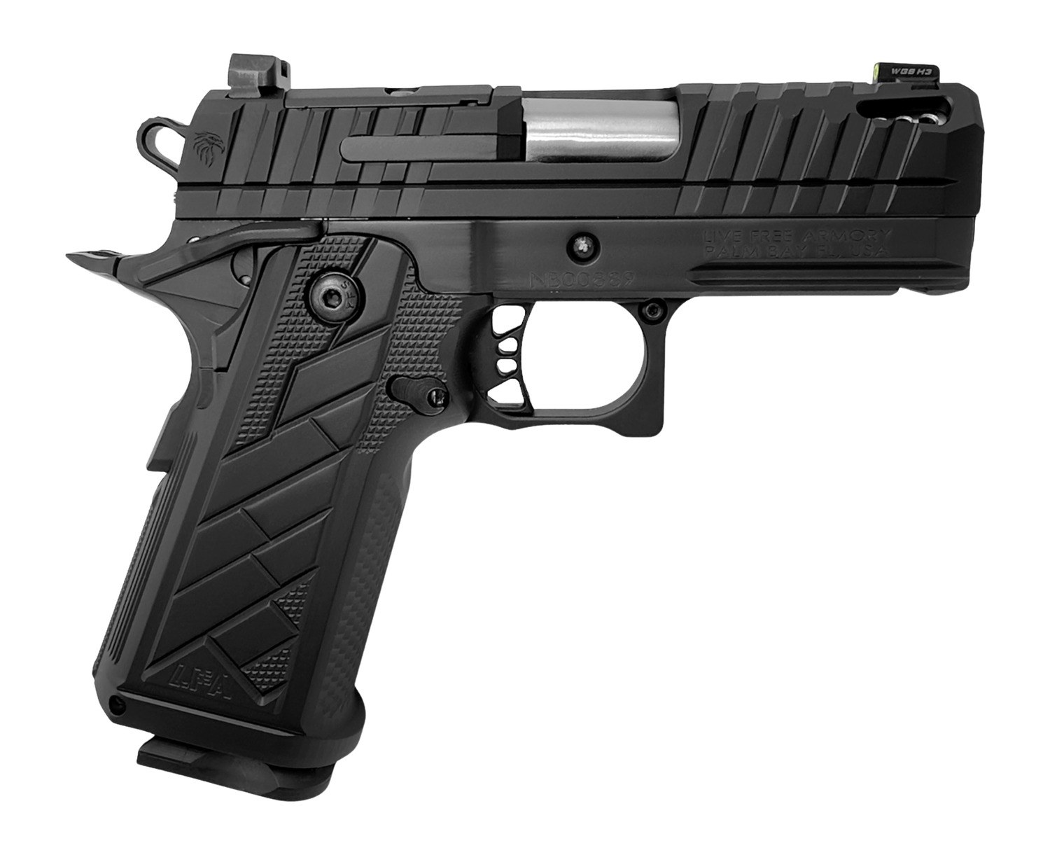 Century Arms Live Free Armory HG8645-N Apollo 11 V2 Sub-Compact 9mm Luger 18+1 3.35" Stainless Barrel, Black Cerakote Steel Optic Ready/Serrated