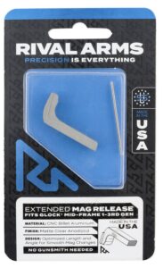 Rival Arms RA72G001D Magazine Release Compatible with Glock Gen3 (Except 21SF) Extended, Silver Aluminum