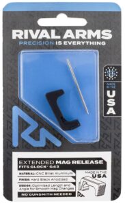 Rival Arms RA72G003A Magazine Release Extended Black Anodized Aluminum for Glock 43