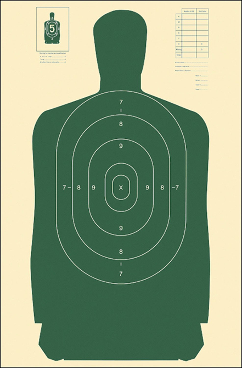 Action Target B27SGREEN100 Qualification Standard Silhouette Paper Hanging 24" X 45" Green/White 100 per Box