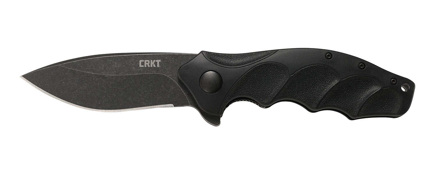 CRKT K221KKP Foresight Assisted 3.53" Folding Modified Drop Point Plain Black Stonewashed 4116 Stainless Steel Blade/ Black Contoured Green Handle