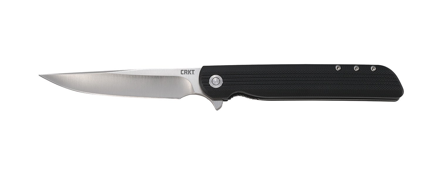 CRKT 3810 LCK + Large 3.62" Folding Drop Point Plain Satin 8Cr13MoV SS Blade/ Black Green Handle Includes Pocket Clip