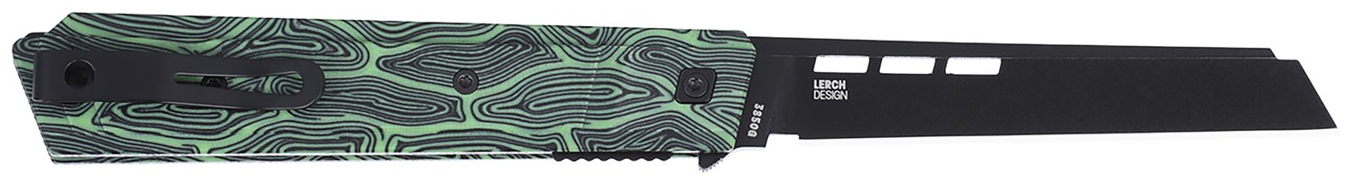 CRKT 3850G Zephyr EDC 3.22" Folding Sheepsfoot Plain Black TiNi 14C28N Steel Blade, Marbled Black/Green G10 Handle