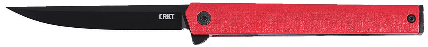 CRKT 7097RK CEO Flipper EDC 3.35" Folding Plain Black EDP AUS-8A SS Blade, Red Green Handle