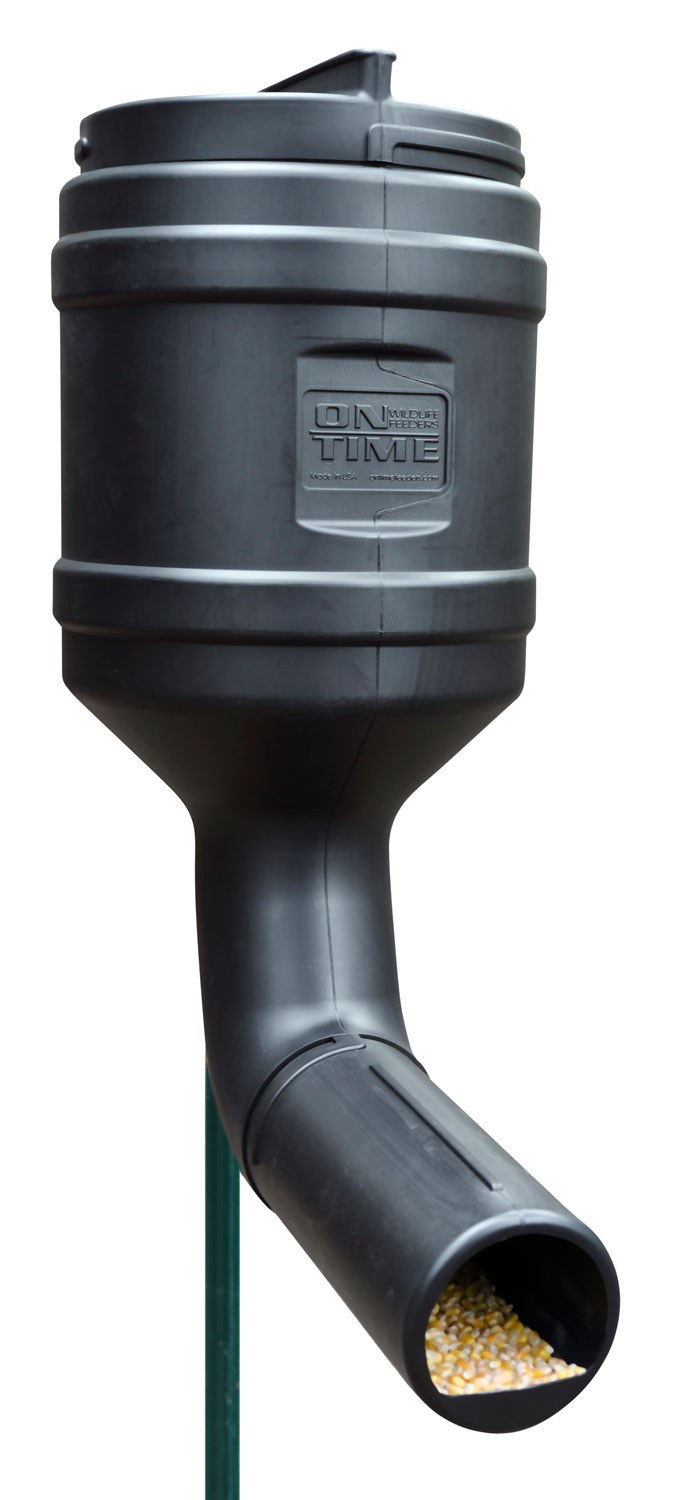 On Time 71800 T-Post Gravity Feeder Black UV Resistant Polyethylene with 80 Lbs Capacity, Multi Mounting Options, Includes Mounting Bracket