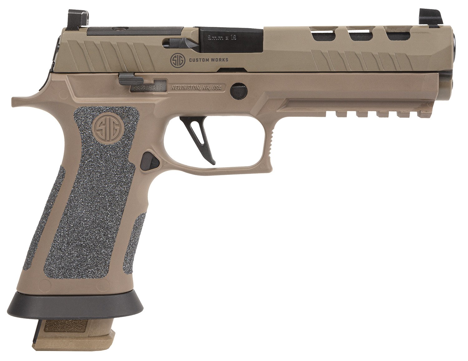 Sig Sauer 320X59DH3 P320 XFive DH3 9mm Luger 21+1 5" Black Bull Barrel, Coyote Cerakote DH3 Custom Works Optic Ready Slide, Coyote Cerakote DH3 SS