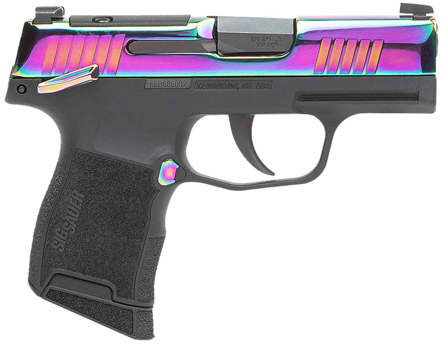 Sig Sauer 365380RBTMS P365 Micro-Compact 380 ACP 10+1 3.10" Black Carbon Steel Barrel, Rainbow Titanium Optic Ready/Serrated Slide, Black Steel Frame