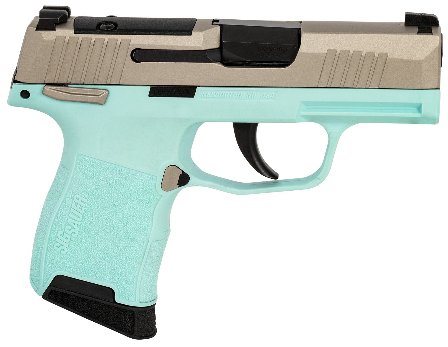 Sig Sauer P365-380 Ms Hga 380 Auto 3.1IN Barrel XR3 Nickel Slide Turquoise Poly Grip 2-10-Round Magazines or