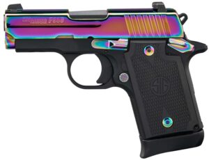 Sig Sauer P938 Rainbow Titanium Hga 9MM 3INBBL SIGlite SIGhts Sao G10 Grip 1 7-Round Steel Magazine Ambidextrous Safe