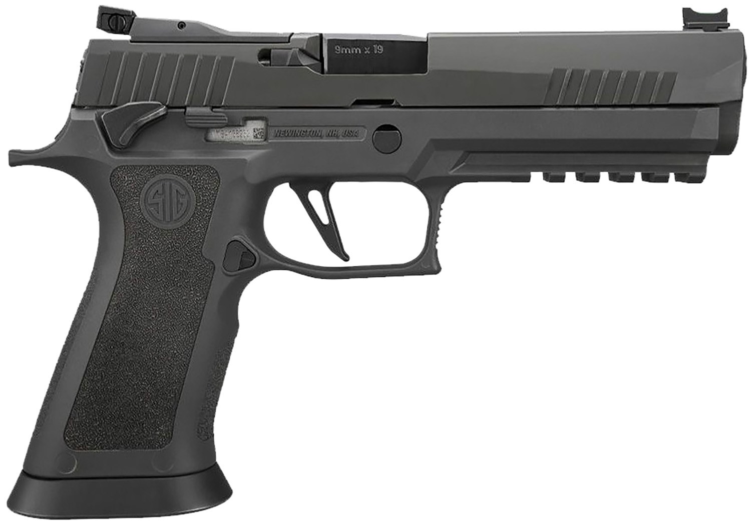 Sig Sauer P320 9MM 5IN Legion Gray Striker Fiber Opt Front X Grip 3 10-Round Magazine Ca Compliant