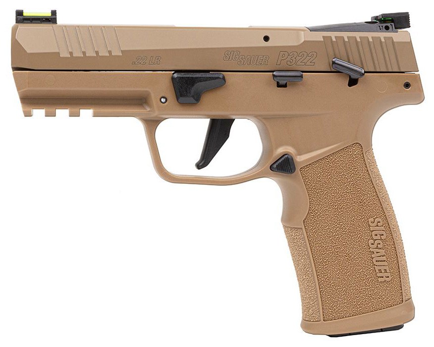 Sig Sauer 322CCAS P322 Compact Frame 22 LR 20+1 4" Black Threaded Barrel, Coyote Tan Cerakote Optic Ready/Serrated Slide, Coyote Tan Polymer Frame - Image 2