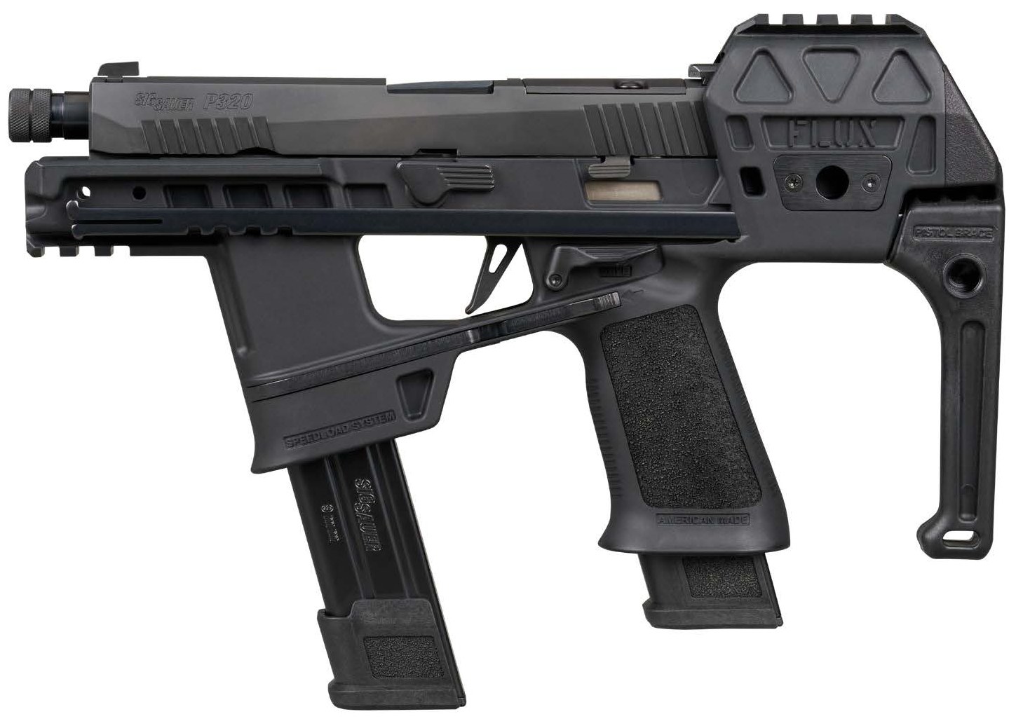 Sig Sauer P320 Hga 9MM 5.5IN Barrel XR3 or Black Flux Grip 2 30-Round 2 21-Round Steel Magazines Brace Threaded - Image 2