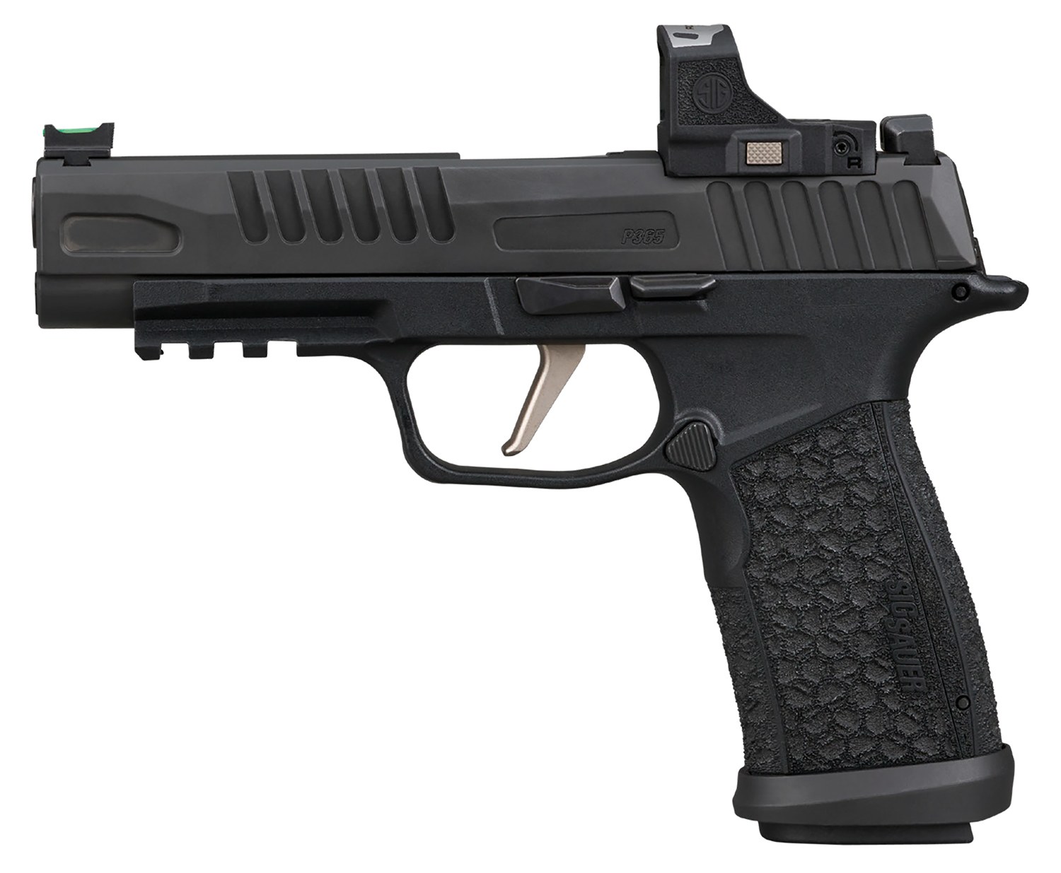 Sig Sauer P365 Fuse Hga 9MM 4.3INBBL Fo Fnt Black Rear Romeo-Rs Compact Lxg Grip 1 17-Round 2 21-Round Magazines