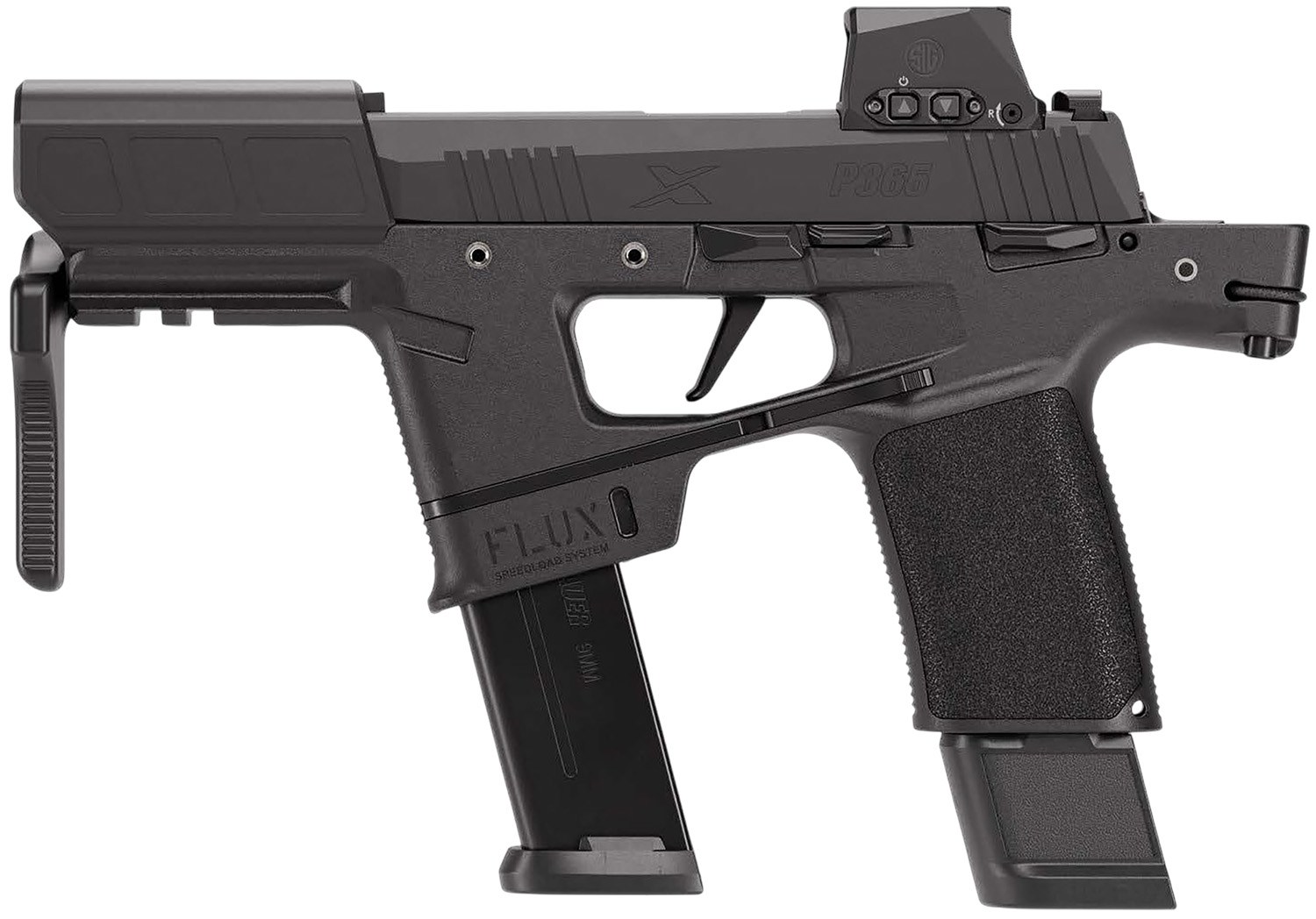 Sig Sauer P365 Flux Rxsl Hga 9MM 6IN Barrel XRAY3 Dn Sights Flux Poly Chassis Ss Black 1/17-Round & 2/21-Round