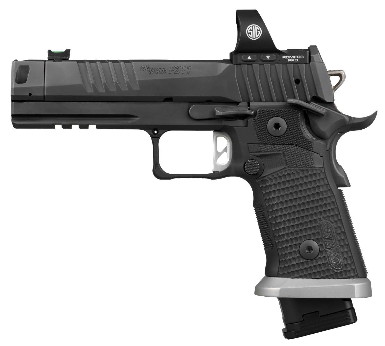 Sig Sauer P211 GTO with Optic 9mm Luger 23+1 4.40" Bull Barrel, Black Nitron Stainless Steel Serrated with Optic Slide & Frame with Beavertail - Image 2