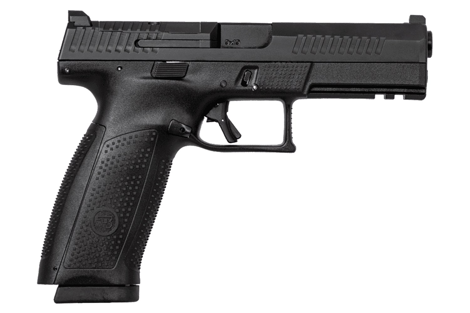 CZ-USA 01550 P-10 F 9mm Luger 10+1 5.10" Black Steel Barrel, Black Nitride Optic Ready/Serrated Steel Slide, Black Polymer Frame with Picatinny Rail