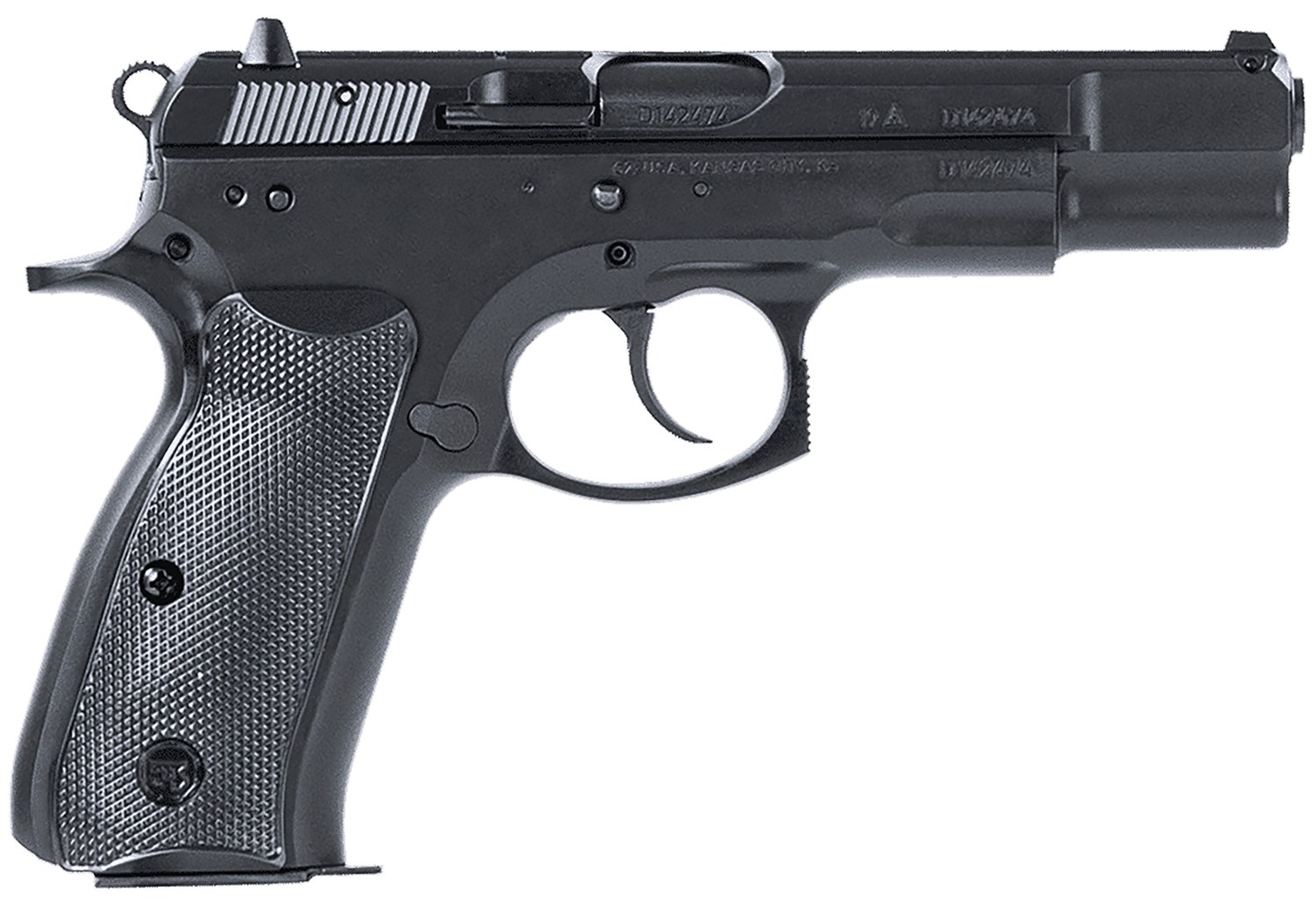 CZ-USA 91130 75BD 9mm Luger 16+1 4.60" Black Steel Barrel, Black Steel Serrated Slide, Black Polycoat Steel Frame with Beavertail, Black Plastic Grip